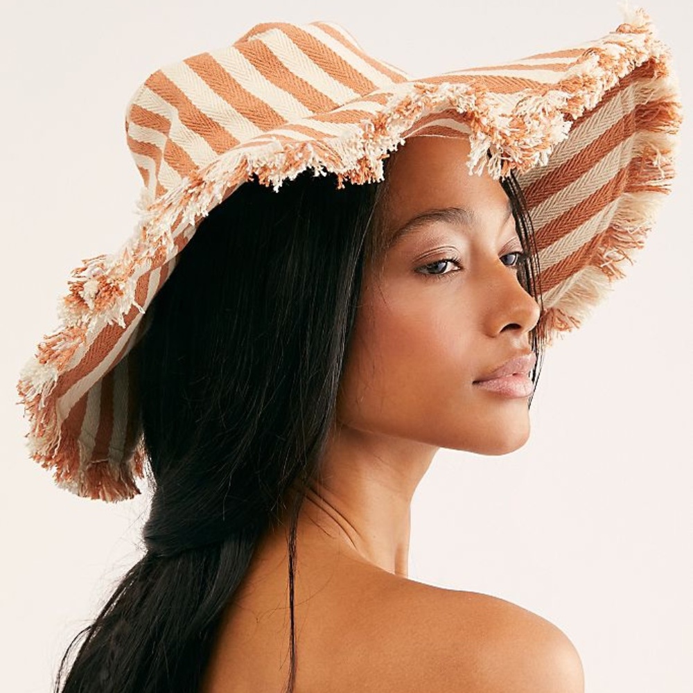 Free People Seaside Stripe Frayed Bucket Hat